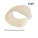 #1001 100% Human Remy Hair Tape In Hair Extension Light Color Straight (40Pcs/100Gram)