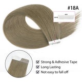 #18A Ash Blonde 100% Human Remy Hair Tape In Hair Extension Light Color Straight (40Pcs/100Gram)