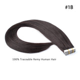#2 Darkest Brown 100% Human Remy Hair Tape In Hair Extension Dark Color Straight (40Pcs/100Gram)