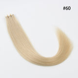 #60 White Blonde 100% Human Remy Hair Tape In Hair Extension Light Color Straight (40Pcs/100Gram)
