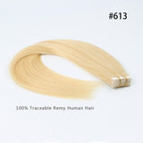 #613 Bleach Blonde 100% Human Remy Hair Tape In Hair Extension Light Color Straight (40Pcs/100Gram)