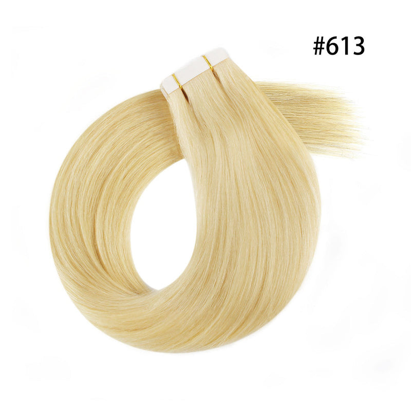 #613 Bleach Blonde 100% Human Remy Hair Tape In Hair Extension Light Color Straight (40Pcs/100Gram)