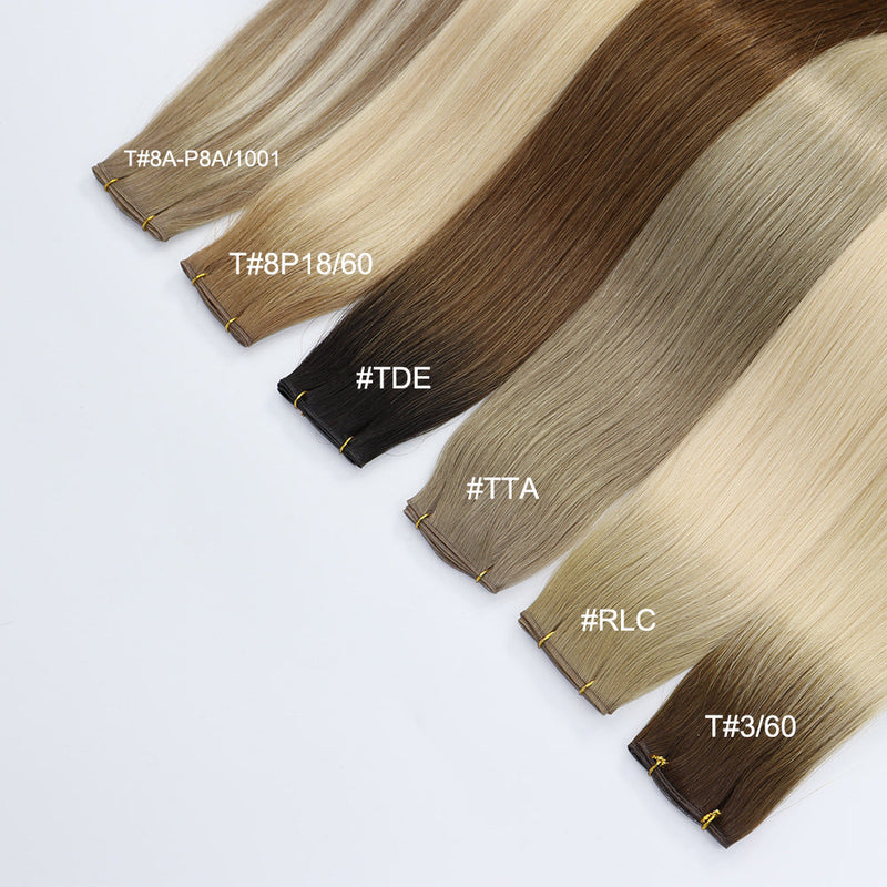 Mix Color Straight Seamless Invisible Genius Weft 100% Human Remy Hair Hair Extensions (50grams/pcs)x2 Total 100g