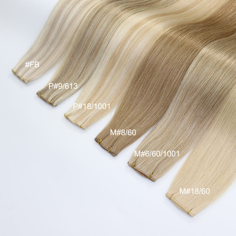 Mix Color Straight Seamless Invisible Genius Weft 100% Human Remy Hair Hair Extensions (50grams/pcs)x2 Total 100g