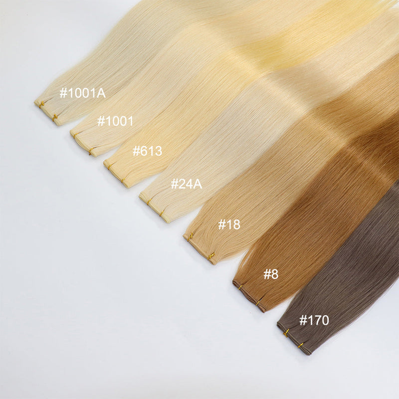 Light Color Straight Seamless Invisible Genius Weft 100% Human Remy Hair Hair Extensions (50grams/pcs)x2 Total 100g