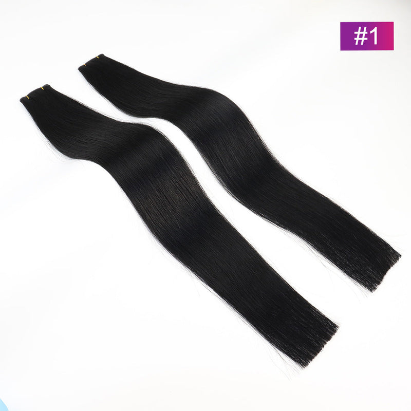 #1 Straight Seamless Invisible Genius Weft 100% Human Remy Hair Hair Extensions Dark Color (50grams/pcs)x2 Total 100g