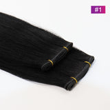 #1 Straight Seamless Invisible Genius Weft 100% Human Remy Hair Hair Extensions Dark Color (50grams/pcs)x2 Total 100g