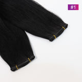 #1 Straight Seamless Invisible Genius Weft 100% Human Remy Hair Hair Extensions Dark Color (50grams/pcs)x2 Total 100g