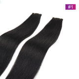 #1 Straight Seamless Invisible Genius Weft 100% Human Remy Hair Hair Extensions Dark Color (50grams/pcs)x2 Total 100g