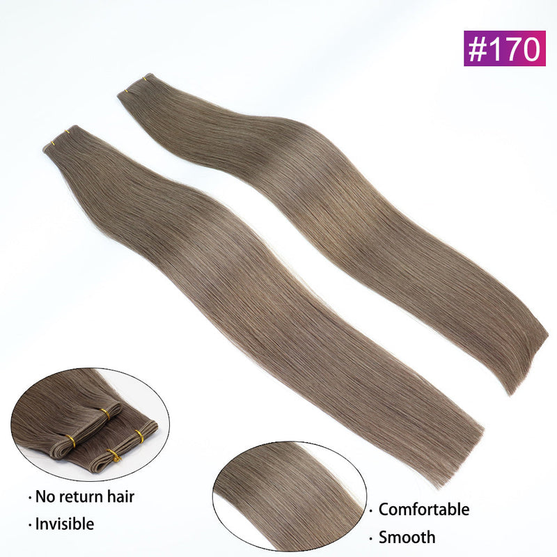 #170 Straight Seamless Invisible Genius Weft 100% Human Remy Hair Hair Extensions Light Color (50grams/pcs)x2 Total 100g