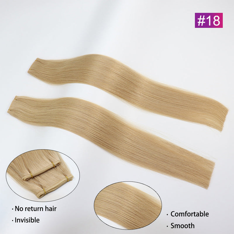 #18 Straight Seamless Invisible Genius Weft 100% Human Remy Hair Hair Extensions Light Color (50grams/pcs)x2 Total 100g