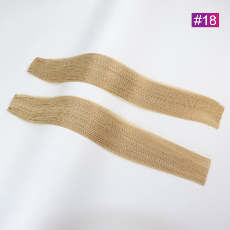 #18 Straight Seamless Invisible Genius Weft 100% Human Remy Hair Hair Extensions Light Color (50grams/pcs)x2 Total 100g