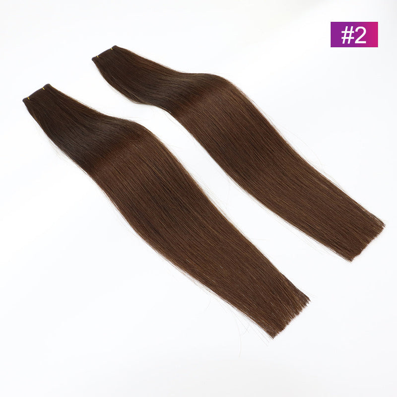 #2 Straight Seamless Invisible Genius Weft 100% Human Remy Hair Hair Extensions Dark Color (50grams/pcs)x2 Total 100g
