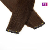#2 Straight Seamless Invisible Genius Weft 100% Human Remy Hair Hair Extensions Dark Color (50grams/pcs)x2 Total 100g