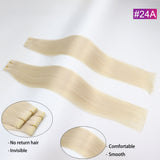 #24A Straight Seamless Invisible Genius Weft 100% Human Remy Hair Hair Extensions Light Color (50grams/pcs)x2 Total 100g