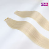 #24A Straight Seamless Invisible Genius Weft 100% Human Remy Hair Hair Extensions Light Color (50grams/pcs)x2 Total 100g