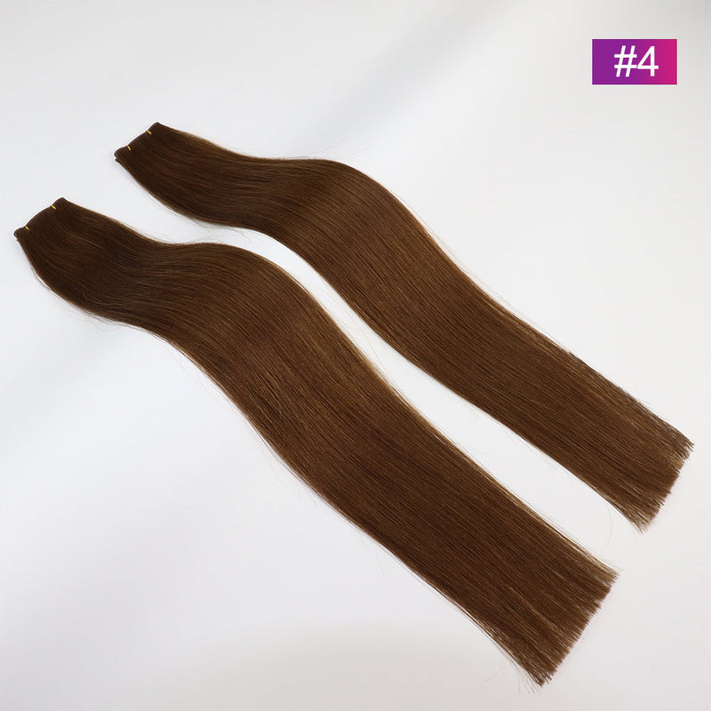 #4 Straight Seamless Invisible Genius Weft 100% Human Remy Hair Hair Extensions Dark Color (50grams/pcs)x2 Total 100g
