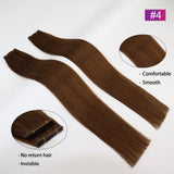 #4 Straight Seamless Invisible Genius Weft 100% Human Remy Hair Hair Extensions Dark Color (50grams/pcs)x2 Total 100g