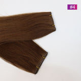 #4 Straight Seamless Invisible Genius Weft 100% Human Remy Hair Hair Extensions Dark Color (50grams/pcs)x2 Total 100g