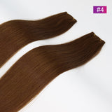 #4 Straight Seamless Invisible Genius Weft 100% Human Remy Hair Hair Extensions Dark Color (50grams/pcs)x2 Total 100g