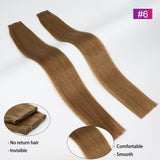 #6 Straight Seamless Invisible Genius Weft 100% Human Remy Hair Hair Extensions Dark Color (50grams/pcs)x2 Total 100g