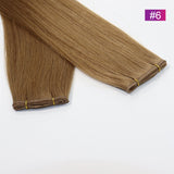 #6 Straight Seamless Invisible Genius Weft 100% Human Remy Hair Hair Extensions Dark Color (50grams/pcs)x2 Total 100g