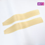 #613 Straight Seamless Invisible Genius Weft 100% Human Remy Hair Hair Extensions Blonde Light Color (50grams/pcs)x2 Total 100g