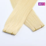 #613 Straight Seamless Invisible Genius Weft 100% Human Remy Hair Hair Extensions Blonde Light Color (50grams/pcs)x2 Total 100g