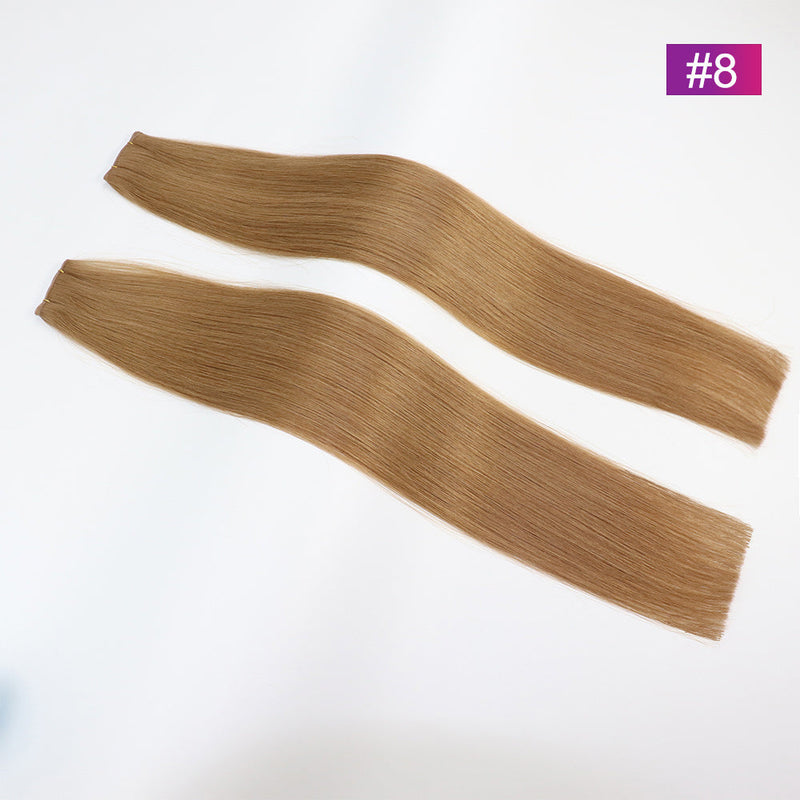 #8 Straight Seamless Invisible Genius Weft 100% Human Remy Hair Hair Extensions Dark Color (50grams/pcs)x2 Total 100g