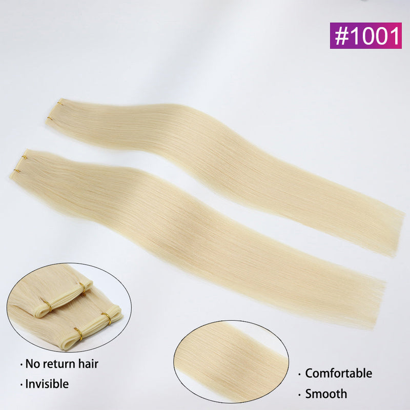 #1001 Straight Seamless Invisible Genius Weft 100% Human Remy Hair Hair Extensions Light Color (50grams/pcs)x2 Total 100g