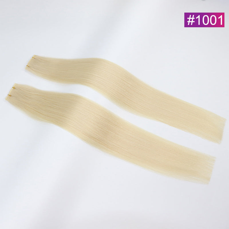 #18 Straight Seamless Invisible Genius Weft 100% Human Remy Hair Hair Extensions Light Color (50grams/pcs)x2 Total 100g