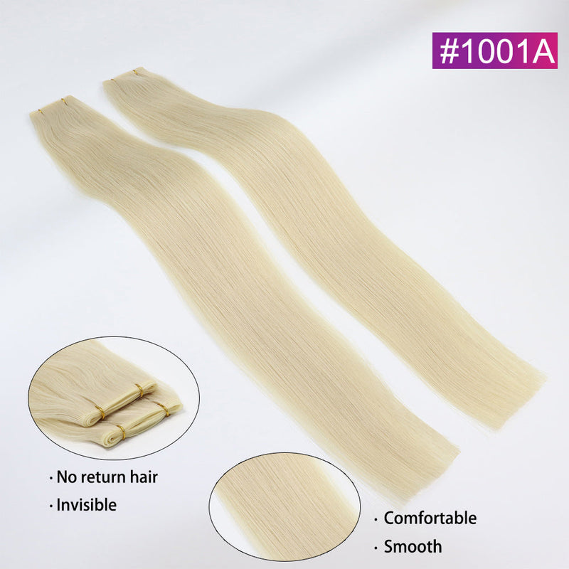#1001A Straight Seamless Invisible Genius Weft 100% Human Remy Hair Hair Extensions Light Color (50grams/pcs)x2 Total 100g