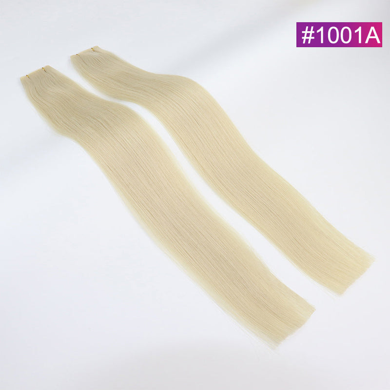 #1001A Straight Seamless Invisible Genius Weft 100% Human Remy Hair Hair Extensions Light Color (50grams/pcs)x2 Total 100g