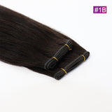 #1B Straight Seamless Invisible Genius Weft 100% Human Remy Hair Hair Extensions Dark Color (50grams/pcs)x2 Total 100g Natural Black