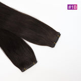 #1B Straight Seamless Invisible Genius Weft 100% Human Remy Hair Hair Extensions Dark Color (50grams/pcs)x2 Total 100g Natural Black