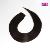 #1B Straight Seamless Invisible Genius Weft 100% Human Remy Hair Hair Extensions Dark Color (50grams/pcs)x2 Total 100g Natural Black