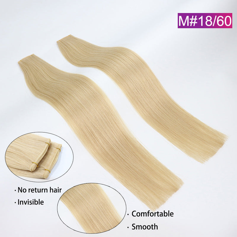 M#18/60 Straight Seamless Invisible Genius Weft 100% Human Remy Hair Hair Extensions Mix Color (50grams/pcs)x2 Total 100g