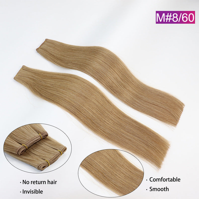 M#8/60 Straight Seamless Invisible Genius Weft 100% Human Remy Hair Hair Extensions Mix Color (50grams/pcs)x2 Total 100g