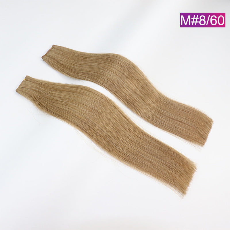 M#8/60 Straight Seamless Invisible Genius Weft 100% Human Remy Hair Hair Extensions Mix Color (50grams/pcs)x2 Total 100g