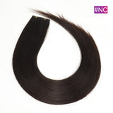 #NC Straight Seamless Invisible Genius Weft 100% Human Remy Hair Hair Extensions Dark Color (50grams/pcs)x2 Total 100g Natural Black