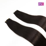 #NC Straight Seamless Invisible Genius Weft 100% Human Remy Hair Hair Extensions Dark Color (50grams/pcs)x2 Total 100g Natural Black
