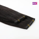 #NC Straight Seamless Invisible Genius Weft 100% Human Remy Hair Hair Extensions Dark Color (50grams/pcs)x2 Total 100g Natural Black