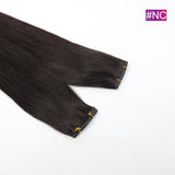 #NC Straight Seamless Invisible Genius Weft 100% Human Remy Hair Hair Extensions Dark Color (50grams/pcs)x2 Total 100g Natural Black