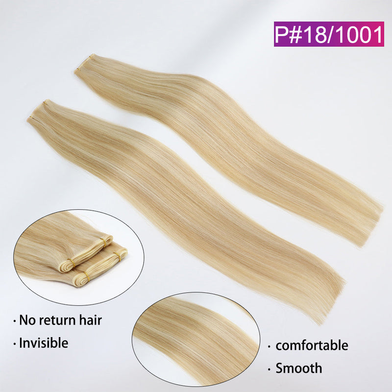 P#18/1001 Straight Seamless Invisible Genius Weft 100% Human Remy Hair Hair Extensions Mix Color (50grams/pcs)x2 Total 100g