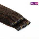 #P#1B/2  Straight Seamless Invisible Genius Weft 100% Human Remy Hair Hair Extensions Mix Color (50grams/pcs)x2 Total 100g