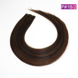 #P#1B/2  Straight Seamless Invisible Genius Weft 100% Human Remy Hair Hair Extensions Mix Color (50grams/pcs)x2 Total 100g