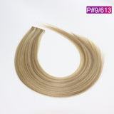 P#9/613 Straight Seamless Invisible Genius Weft 100% Human Remy Hair Hair Extensions Mix Color (50grams/pcs)x2 Total 100g
