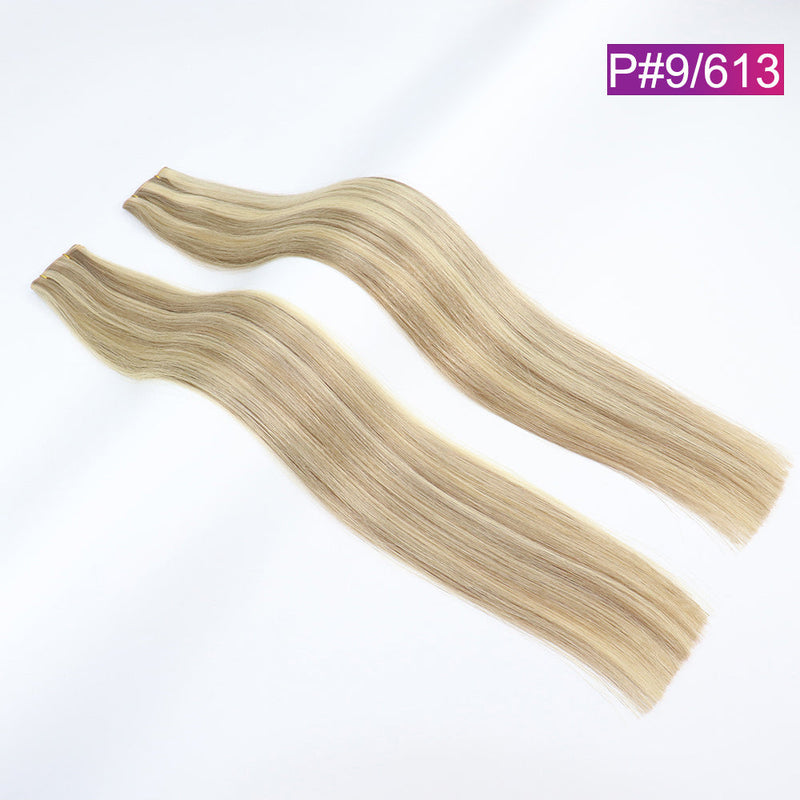 P#9/613 Straight Seamless Invisible Genius Weft 100% Human Remy Hair Hair Extensions Mix Color (50grams/pcs)x2 Total 100g