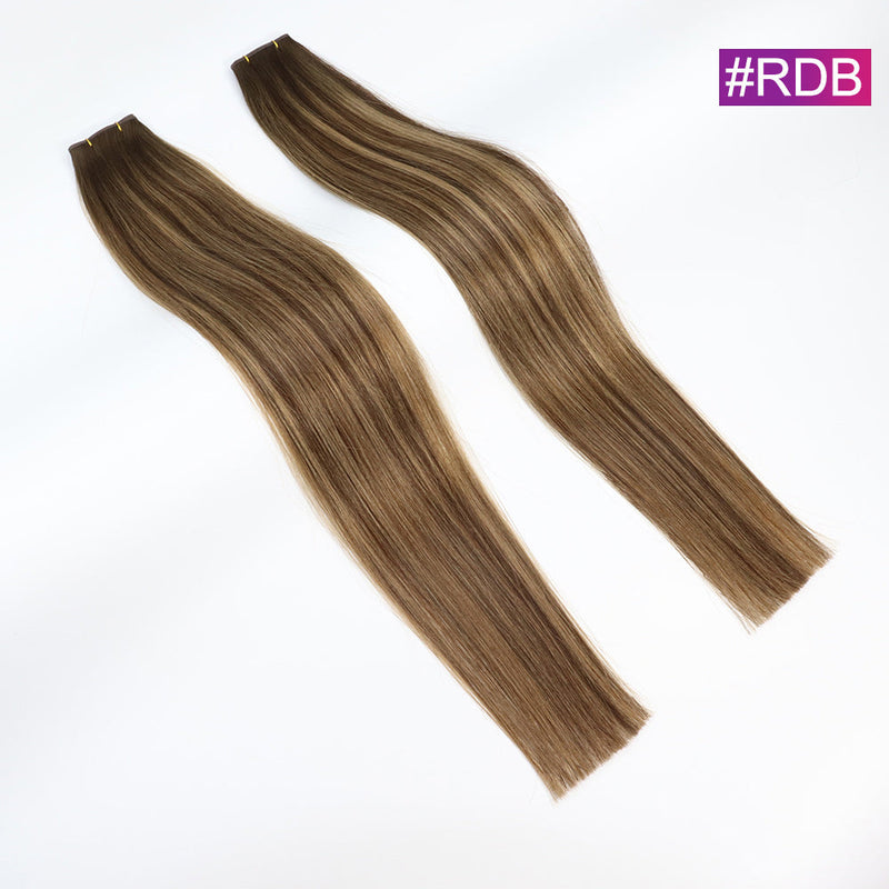 #RLC Straight Seamless Invisible Genius Weft 100% Human Remy Hair Hair Extensions Mix Color (50grams/pcs)x2 Total 100g