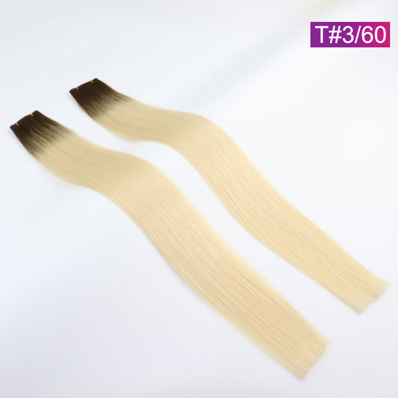 T#3/60 Straight Seamless Invisible Genius Weft 100% Human Remy Hair Hair Extensions Mix Color (50grams/pcs)x2 Total 100g